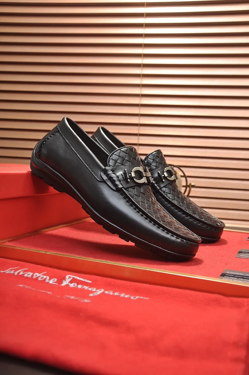Men's shoes 💰500💶[Ferragamo/Ferragamo] The latest model in the counter. Original imported open-sided high-quality cowhide hand-woven + imported 🐂 cowhide + original luxury metal buckle + original combination outsole. Comparison without pressure 38--44🎉